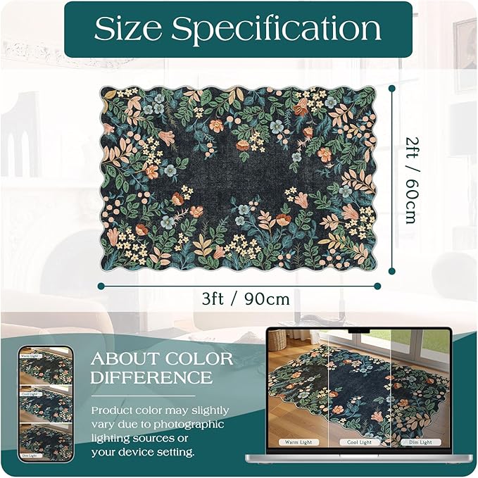 Outdoor Rug, 2 x 3 ft Polyester Entryway Mat with Non-Slip Rubber Backing