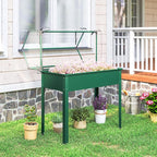Outsunny Raised Garden Bed with Greenhouse Cover, Elevated Planter Box with Legs and Drainage Hole for Vegetables Flowers Herbs, 39.4" x 18.9" x 48.8", Green