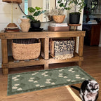 Outdoor Rug Floral Scalloped Mat, Sage Green, 2 x 4.25 ft