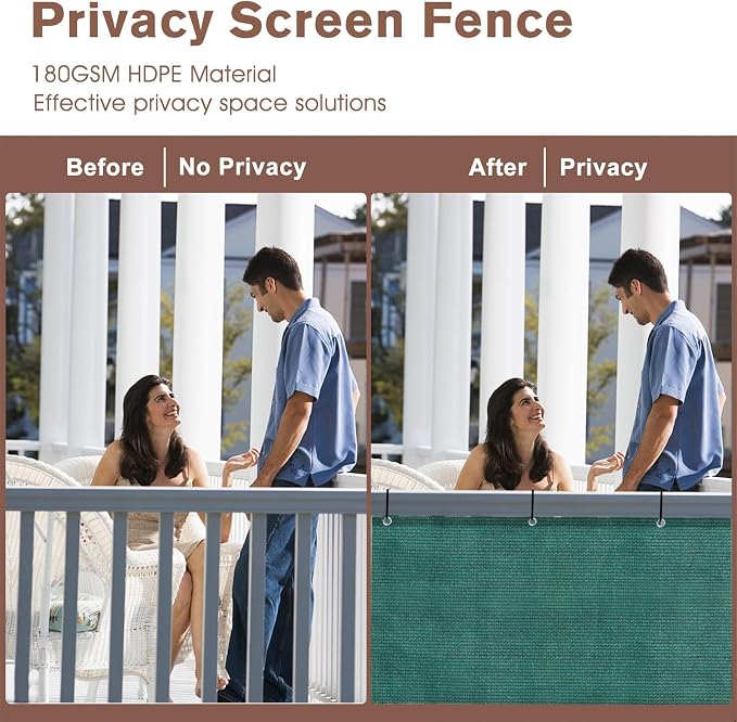 Garden Privacy Screen, 3' x 31' Dark Green HDPE Balcony Mesh