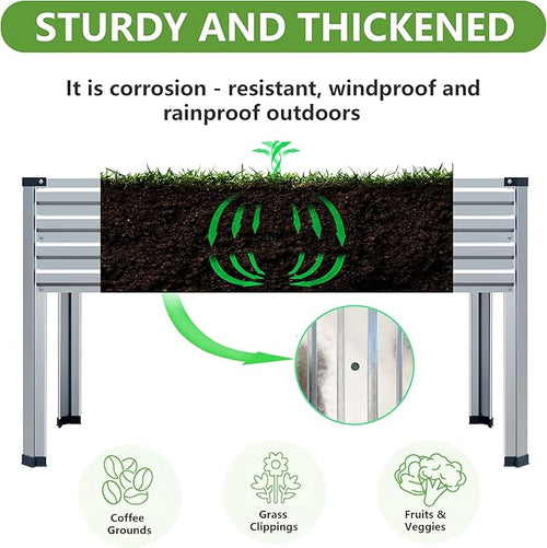2PCS 48×24×30in Galvanized Raised Garden Bed,Metal Elevated Planter Box with Legs for Patio,Balcony,Backyard,300lb Capacity,Silver