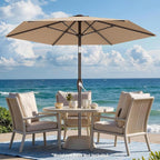 AreShark 7.5FT Patio Umbrella Table Market Umbrella with 6 Sturdy Ribs, Button Tilt/Crank, Heavy-Duty Outdoor Umbrellas for Pool, Deck, Garden and Backyard, Beige