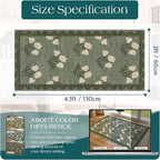 Outdoor Rug Floral Scalloped Mat, Sage Green, 2 x 4.25 ft