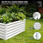 A ANLEOLIFE Set of 8, 18 Inch Tall Antique White Raised Garden Beds Kit, L-Shaped & Rectangular Metal Planters – Ideal for Backyard Vegetables Flowers Herbs