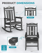 Ciokea Oversized Outdoor Rocking Chair, 380lbs Heavy-Duty Large Patio Rocker, Weather Resistant & Anti-Fade Porch Chair, High Back Cozy Rocking Chair for Outside, Fire Pit, Deck, Garden, Dark Grey