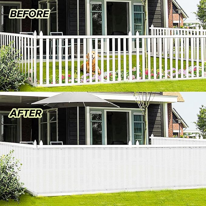 LOVE STORY Balcony Privacy Screen, 3'x12' Deck Shield Screen Fence Cover,UV Protection and Weather-Resistant,3 FT Height for Deck, Patio, Backyard, Outdoor Pool, Porch, Railing, White
