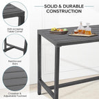 Outdoor Bar Table, Patio Console Pub Height Table with Powder Coated Steel Frame, Weather Resistant Waterproof Top for Hot Tub, Balcony, Garden, Yard, Poolside