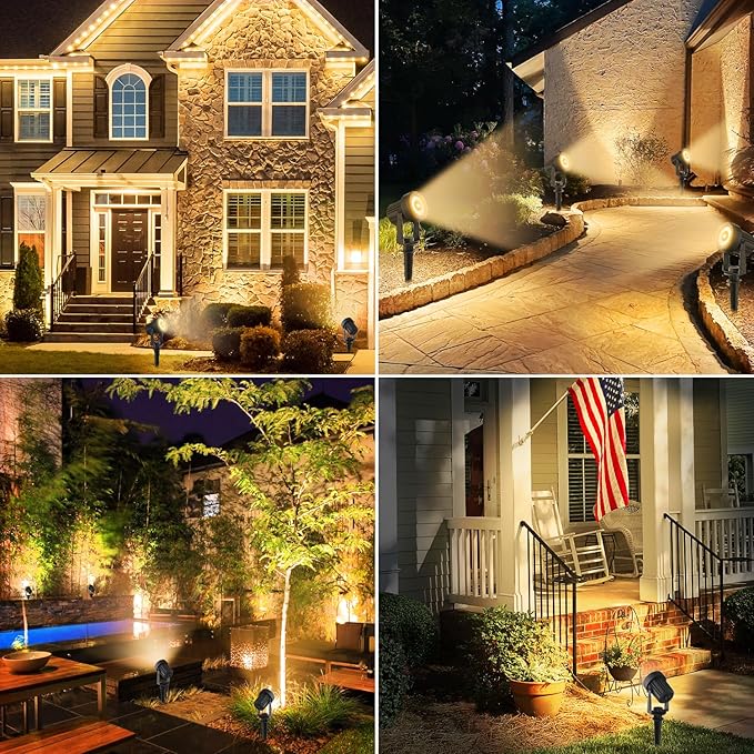 Solar Spotlights Outdoor Waterproof, Warm White Landscape Spotlights, Decorative Solar Spot Lighting for Garden, Yard, Pathway, Lawn, Poolside, Party, 2-in-1 Mounted (Warm White, 1 Pack)