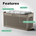 ROJIK Outdoor Storage Housing Deck Box,Waterproof Patio Furniture, Garden Tools, Cushions, Pool Accessories Storage Bench with Lockable Lid and Side Handles (Grey,60 Gallon)