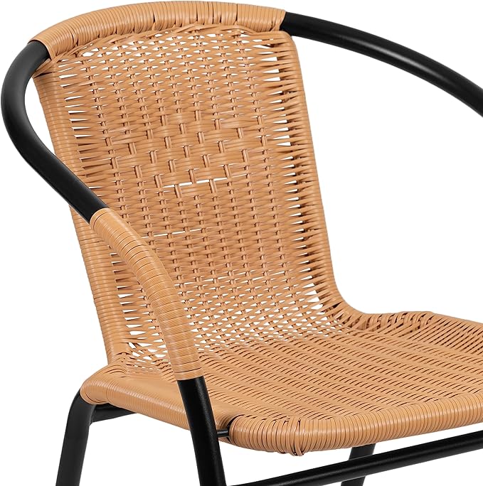 Lila 2 Pack Beige Rattan Indoor-Outdoor Restaurant Stack Chair