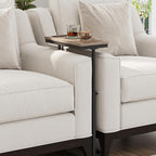 TUTOTAK End Table with Charging Station, Side Table, Tall Couch Table, Sofa Table, Living Room, Bedroom,Greige TB01BG084