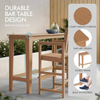 Ciokea Outdoor Bar Height Table Set of 5, 60" Extra Long Rectangle High Top Table and 4 Oversized Adirondack Chairs Set, Heavy-Duty All-Weather HDPE Patio Bar Set for Backyard Balcony Deck, Teak