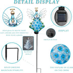 38Inch Angel Solar Lights Outdoor Decorative-Metal&Glass Angel Blue Hydrangea Flower Garden Stake- Waterproof 30 Warm White LED for Remembrance & Sympathy Gifts（Blue）