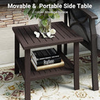 RoyalCraft Outdoor Patio Furniture Set, 3 Pieces Metal Patio Conversation Set with Side Table for Porch Garden Backyard, Grey