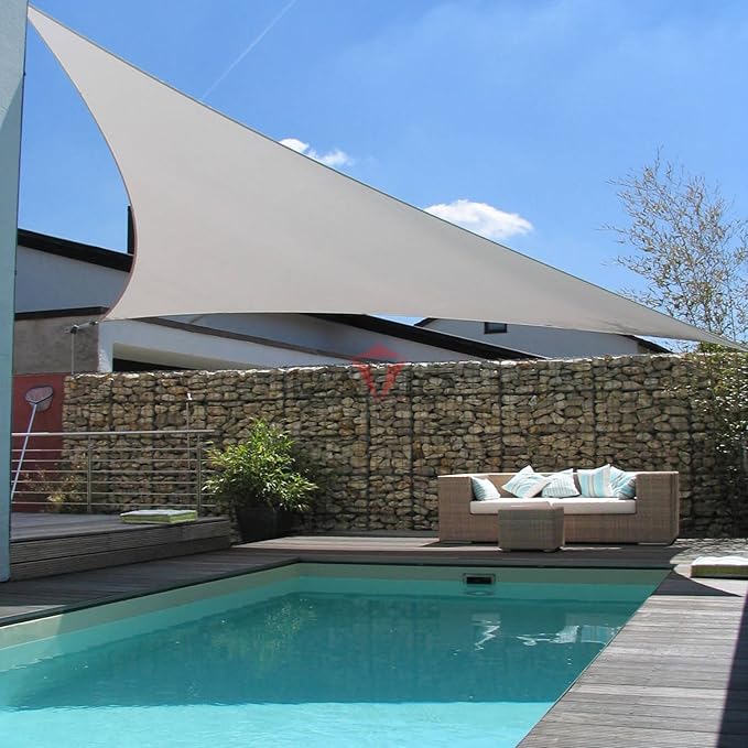 Patio Paradise 16' x 16' x 16' Sun Shade Sail Triangle Canopy Shade Cloth Fabric Sunlight Block Patio Pergola Cover HDPE Deck Awning for Outdoor Backyard Roof Shading, Gray