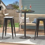 Furmax Bistro Pub Table 2 Pack Round Bar Height Cocktail Table Metal Base MDF Top Obsidian with Black Leg 23.8-Inch Top, 39.5-Inch Height (Black)