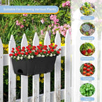 smusei 4 Pack Window Boxes Planters 17’’ Railing Planter Box with Adjustable Brackets, Deck Railing Hanging Flower Pots Rectangular Herb Planter for Outdoor Fence Garden, Balcony Decor