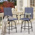 PHI VILLA Outdoor Swivel Bar Stools Set of 6, Bar Height Patio Chairs Furniture with All Weather Textilene Fabric, 30" High Top Bar Chairs for Porch, Blue