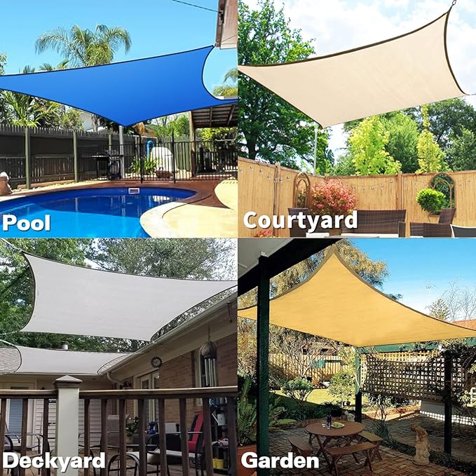 KANAGAWA Sun Shade Sail 12'x12' Rust Red Square UV Block Canopy Awning Shelter Fabric Cloth Screen for Outdoor Patio Garden Backyard