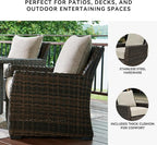 Signature Design by Ashley Brook Ranch Casual Nuvella Weather Resistant Fabric Outdoor Lounge Chair with Cushion, Dark Brown & Beige