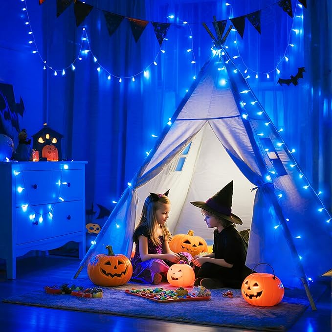 String Lights, 600 LED Blue Outdoor Waterproof 168 ft