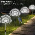 Solar Garden Lights Outdoor Waterproof, 4 Pack Total 480 LED Solar Firework Lights Decorative with 8 Lighting Modes Outside for Yard Pathway Flowerbed Decor, White