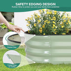 Galvanized Raised Garden Bed - 4×2×1ft (2 Packs) Planter Raised Beds for Gardening | Oval Metal Garden Planter Box with Safety Edging and Gloves for Vegetables Fruits Flower - AvocadoGreen