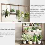 COPREE Bamboo 3-tier Hanging Plant Stand Ladder Planter Shelves Flower Pot Organizer Rack Display Shelving Plants Shelf Unit Holder