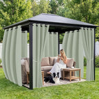Outdoor Curtains for Patio Waterproof 6 Panels - Windproof, Privacy, Weatherproof Outside Drapes for Gazebo Pergola Porch, Grommet Top and Tab Bottom, 54x108 Inch, Sage Green