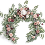 Artificial Flower Garland, 6 Ft Dusty Rose Eucalyptus Willow Leaf