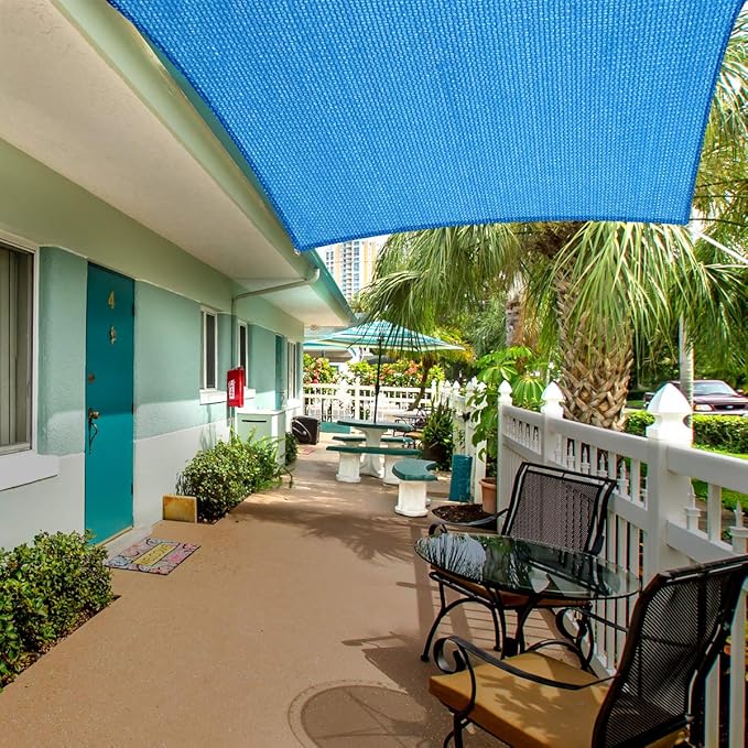 Eden's Decor Straight Flat-Edged Sun Shade Sail Rectangular 11' x 17' Blue UV-Blocking Outdoor Canopy Fabric Cloth Awning for Pergola Patio Garden Backyard Custom Size