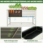 Elevated Raised Garden Bed 2' x 4'- Galvanized Metal Planter Boxes with Legs & Storage Rack, Outdoor Planters for Backyard/Patio/Balcony, with Drainage Holes for Vegetables, Flowers, Herbs, White
