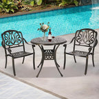 Patio Dining Table,Cast Aluminum Patio Table with Umbrella Hole, Outdoor Bistro Table for Backyard, Garden, Patio