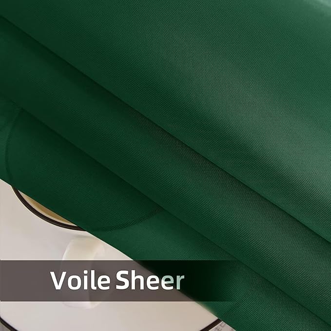 SpaceDresser Waterproof Outdoor Sheer Curtains for Patio - 2 Panels Rod Pocket Indoor Voile Sheer Curtain for Living Room,52W x 96L inch, Foliage Green