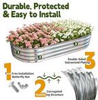 Galvanized Raised Garden Bed Outdoor, Large Raised Bed for Gardening, 2Pcs 6x3x1ft Oval Metal Planter Box for Vegetables, Fruits, Flowers, Silver