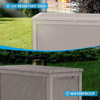 261 Gallon Outdoor Deck Box, Lockable Waterproof Outdoor Storage Boxes For Garden Tools,Indoor Cushions,Accessories Outside Storage Resin Weatherproof Container(Grey)