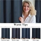 H.VERSAILTEX Linen Blackout Curtains 72 Inches Long 100% Absolutely Blackout Thermal Insulated Textured Linen Look Curtain Draperies Anti-Rust Grommet, Energy Saving with White Liner, 2 Panels, Navy
