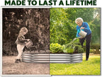 Plant & Plot Galvanized Raised Garden Beds Outdoor // 6×3×1 ft Planter Raised Beds for Gardening, Vegetables, Flowers // Large Metal Garden Box // Patented Tool-Free Design (Silver)
