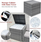 Tangkula 8 Pieces Wicker Patio Furniture Set with Storage Deck Box, PE Rattan Outdoor Sectional Sofa Conversation Set with Coffee Table & Cushions, Outside Furniture for Garden Yard Poolside (Red)