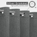 Easy-Going Linen Look Outdoor Curtains Waterproof Windproof Porch Curtains, Soft Thicken Outdoor Privacy Curtains for Patio, Gazebo, Grommet Top and Tab Bottom Drape, 1 Panel, 54x96 inch, Dark Grey