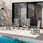 SERWALL Oversized Rocking Chair Set of 4 Outdoor, HDPE Outdoor Rocking Chair Set of 4, Space Gray