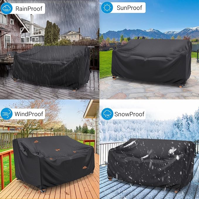 Mrrihand Heavy Duty Patio Sofa Cover Waterproof, 3-Seater Outdoor Sofa Loveseat - Image 7
