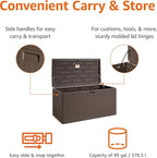 Amazon Basics Outdoor Storage Deck Box, Lockable, Weather-Resistant, 99 Gallon, Brown, for Patio Cushions, Gardening Tools, Pool Accessories