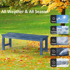 Outdoor Bench, 2-Person Patio Backless Bench Holds up to 800lbs, Weatherproof Garden Bench That Never Rot and Fade, Suit for Backyard, Porch, Patio, Deck and Entryway (Blue)