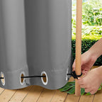 NICETOWN Outdoor Curtains for Patio Waterproof 2 Panels, W100 x L95 Windproof Grommet & Back Tab on Top & Bottom Thermal Insulated Sun Blocking Drapes with Rope for Deck, Silver Grey