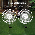 OriginalSourcing Solar Garden Firework Lights Outdoor Waterproof,4 Pack Solar Powered Art Stake Twinkle Lighting Outside Decor,180 LED Sparklers String Lights Yard Pathway Decorations(White)