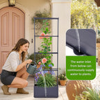 GENMOUS 2 Pack Rectangle 4 Tier Tomato Planter, Raised Garden Bed Tall 45'' Vertical Elevated Garden Planter Standing Garden Bed Planter Box with Drainage Holes Patio Balcony Porch Black
