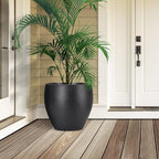 Plant Pots 17.5/14.8/12.2 inch Set of 3, Flower Pots with Drainage Holes, Large Planters for Indoor Outdoor Garden Plants and Flowers. (Black)