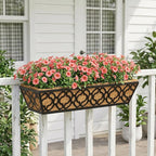 Y&M 24-Inch Window Planter Box 2Pcs Iron Deck Railing With Coco Liner, Metal Horse Troughs for Outdoor Balcony Rail Fence Porch Patio