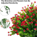 20 Bundles Artificial Flowers Outdoor Fake Flowers, UV Resistant No Fade Faux Plastic Greenery Shrubs Plants for Hanging Garden Porch Window Box Outside Decoration,Home Indoor Decor Red